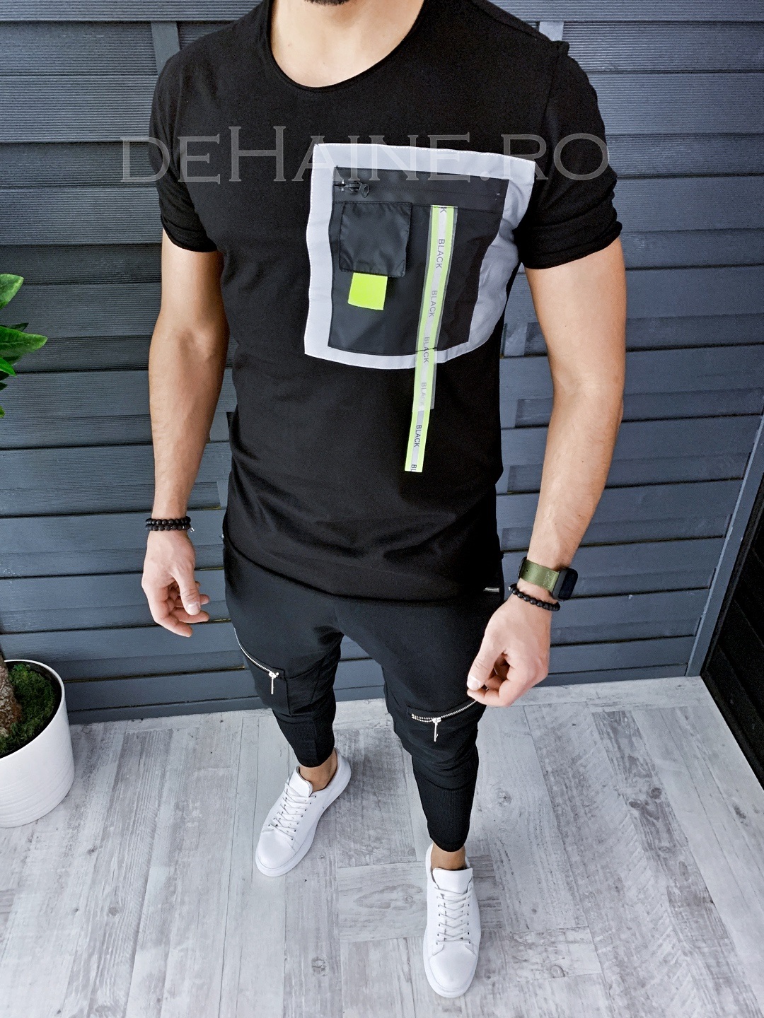 Tricou barbati negru slim fit zr y120 p16-5